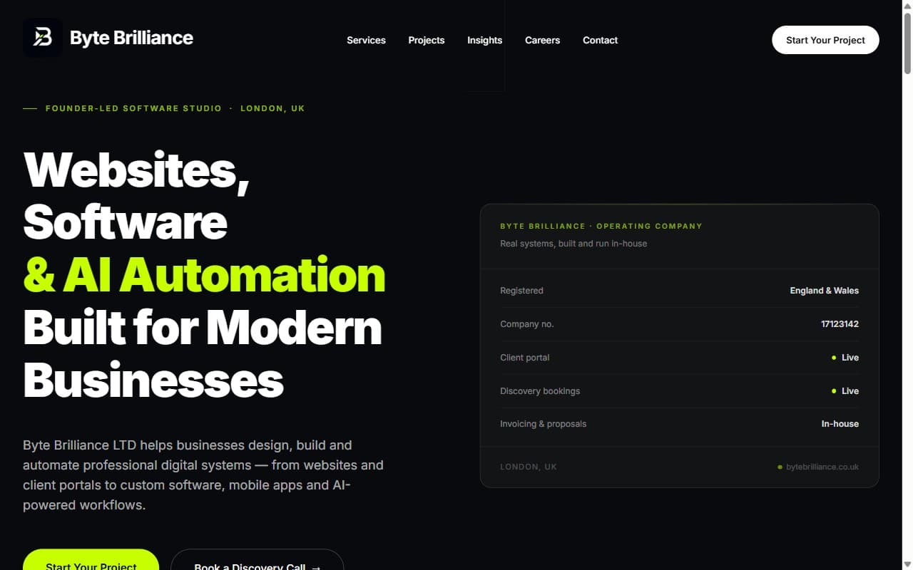 Byte Brilliance Website preview
